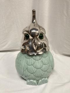 1970s ceramic and silver plated parrot pot - 3672548