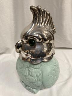 1970s ceramic and silver plated parrot pot - 3672551