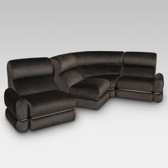1970s italian modular Sofa Taupe velvet and Chrome details - 3916293