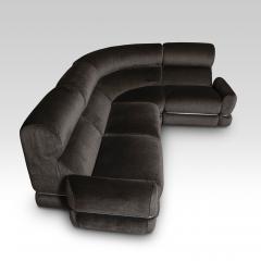 1970s italian modular Sofa Taupe velvet and Chrome details - 3916294