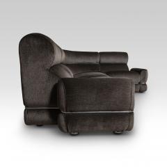 1970s italian modular Sofa Taupe velvet and Chrome details - 3916295
