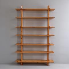 1970s pitch pine pegged bookshelf France - 4115574