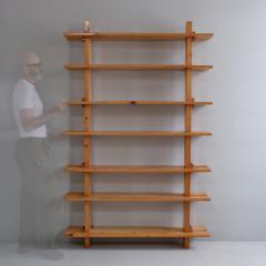 1970s pitch pine pegged bookshelf France - 4115575