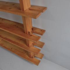 1970s pitch pine pegged bookshelf France - 4115576