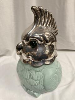 1970s porcelain and silber plated parot decorative box - 4137738