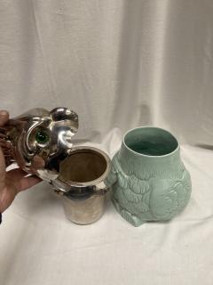 1970s porcelain and silber plated parot decorative box - 4137739