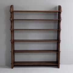 1970s stained wood pegged bookshelf France - 4115578