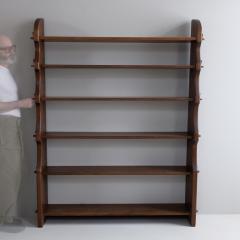 1970s stained wood pegged bookshelf France - 4115579
