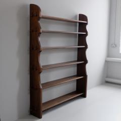 1970s stained wood pegged bookshelf France - 4115580