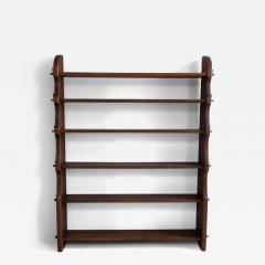 1970s stained wood pegged bookshelf France - 4116689