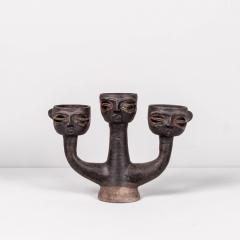 1970s studio pottery 3 headed candelabra France - 4304014