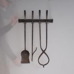 1970s wrought iron wall hung fire tols - 4113301