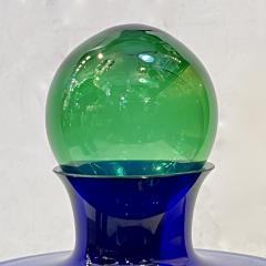 1980 Domar Israel Art Nouveau Style Green Cobalt Blue Glass Silver Bottle - 3667844