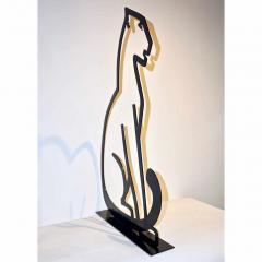 1980 Italian Minimalist Design Black Lacquered Iron Panther Silhouette Sculpture - 633450