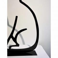1980 Italian Minimalist Design Black Lacquered Iron Panther Silhouette Sculpture - 633456