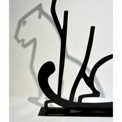 1980 Italian Minimalist Design Black Lacquered Iron Panther Silhouette Sculpture - 633459