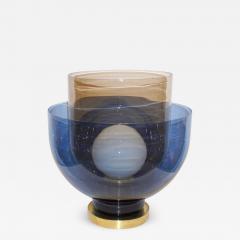 1980 Italian Monumental Blue Smoked Gray Murano Glass Modern Lamp Floor Lamp - 1056774