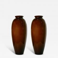 1980 Modern Italian Pair of Tall Golden Brown Murano Glass Vases - 361675