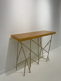 1980s Crushed ice resin and brass console by Marie Claude de Fouqui res - 3940453