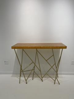 1980s Crushed ice resin and brass console by Marie Claude de Fouqui res - 3940454