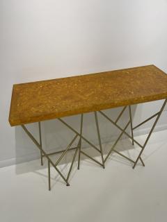 1980s Crushed ice resin and brass console by Marie Claude de Fouqui res - 3940455