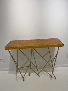 1980s Crushed ice resin and brass console by Marie Claude de Fouqui res - 3940457