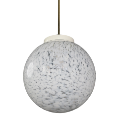 1980s Czech Republic milky white cloud glass globe pendant - 4401264