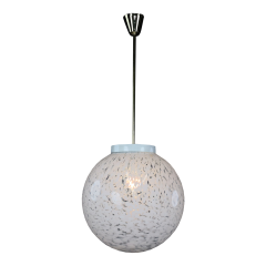 1980s Czech Republic milky white cloud glass globe pendant - 4401267