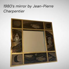 1980s Etched brass mirror by Jean Pierre Charpentier - 4307976