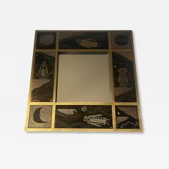 1980s Etched brass mirror by Jean Pierre Charpentier - 4310137