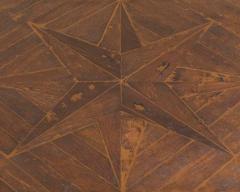1980s French Coffee Table with Old Wind Rose Parquet Top and Wrought Iron Base - 4507230