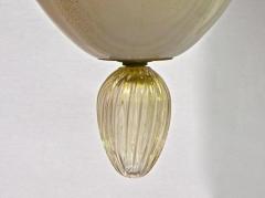 1980s Gold and Pearl Ivory Murano Glass Pendant Chandelier Lantern - 330065
