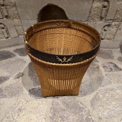 1980s Handmade Large Modernist Woven Basket - 3457207