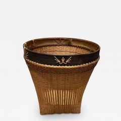1980s Handmade Large Modernist Woven Basket - 3458457