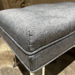 1980s Hollywood Regency Lucite Bench New Gray Tufted Fabric - 2990095