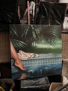 1980s Hyper realistic oil on canvas by Pierre Coulon - 4497723