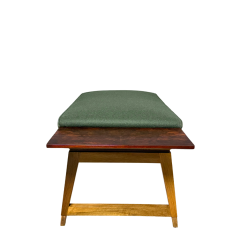 1980s Italian 63 bench padded velvet rootwood and brass - 4093388