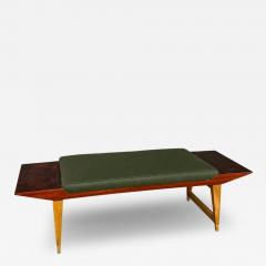 1980s Italian 63 bench padded velvet rootwood and brass - 4095398