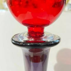 1980s Italian Bright Colorful Purple Ruby Red Murano Glass Tall Modern Bottle - 4278181