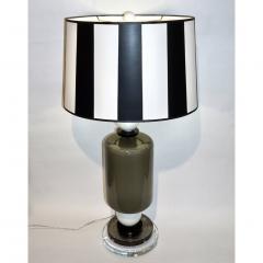 1980s Italian Geometric Pair of White Black and Silver Gray Murano Glass Lamps - 560037