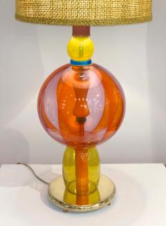 1980s Italian Memphis Inspired Orange Yellow Murano Glass Postmodern Lamp - 1524142