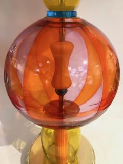 1980s Italian Memphis Inspired Orange Yellow Murano Glass Postmodern Lamp - 1524144