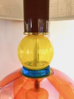 1980s Italian Memphis Inspired Orange Yellow Murano Glass Postmodern Lamp - 1524145