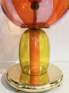 1980s Italian Memphis Inspired Orange Yellow Murano Glass Postmodern Lamp - 1524147