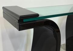 1980s Italian Postmodern Lacquered Wood and Glass Console - 4480863