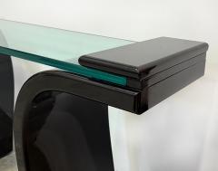 1980s Italian Postmodern Lacquered Wood and Glass Console - 4480864