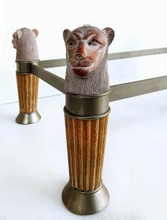 1980s Italian Regency Glass Top Panther Head Cocktail Table - 4432400