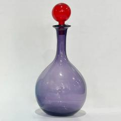 1980s Italian Set 3 Tall Bright Teal Amber Purple Murano Glass Modern Bottles - 4267955