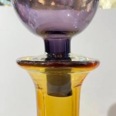 1980s Italian Tall Bright Colorful Amber Gold Purple Murano Glass Modern Bottle - 4267966