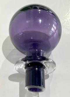 1980s Italian Tall Bright Colorful Amber Gold Purple Murano Glass Modern Bottle - 4267968